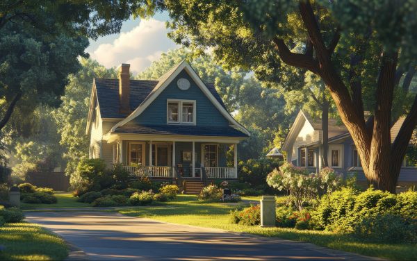 A well-maintained residential home in Buckhead, Atlanta surrounded by trees, representing comfort, energy efficiency, and the importance of spring HVAC service and air conditioning maintenance before summer heat arrives.