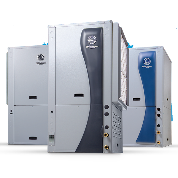 Open WaterFurnace geothermal heat pump system showing internal Aurora control boards, blower components, and electrical wiring used for geothermal diagnostics and troubleshooting. WaterFurnace error codes, lockout faults, control board service, and geothermal HVAC repair.