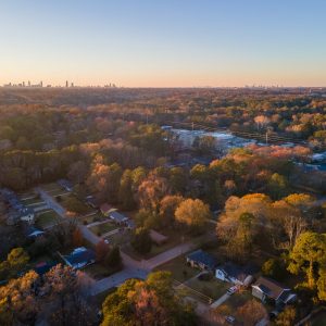 Aerial view of Wildwood Atlanta where routine HVAC maintenance helps homes stay comfortable year-round.
